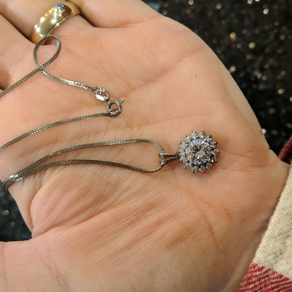 925 Sterling silver chain and pendant with cubic zirconia - Picture 5 of 6